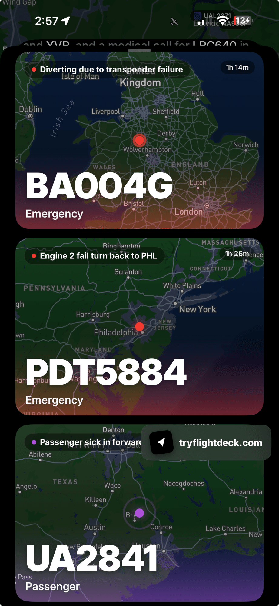 Live cockpit messages in Flight Deck